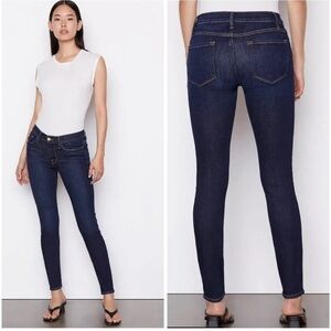 Frame Le Skinny De Jeanne Skinny Jeans Low Rise Queensway Dark Wash Blue Size 26